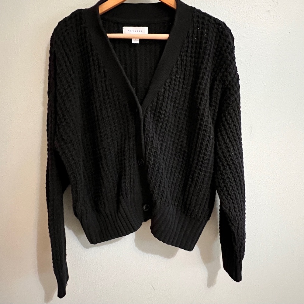 Popsugar Women’s Black Textured Cardigan Sweater